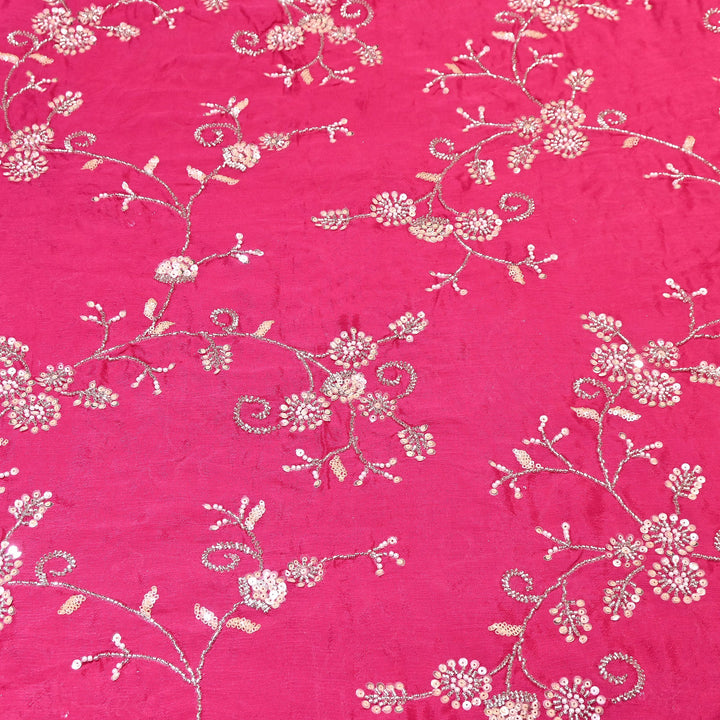 Pink Color Chinon Pearl & Sequins Embroidery Fabric – Luxury Party Wear Fabric- EB00521-3