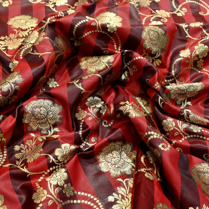 Premium Satin Stripes Zari Jacquard Brocade Fabric | Designer Brocade Fabric | JAC275-9