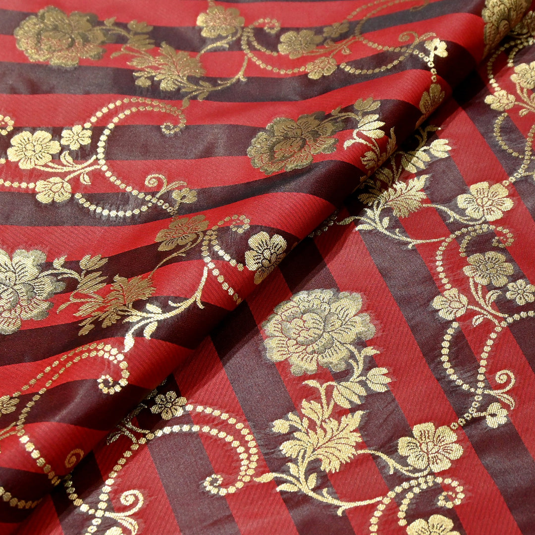 Premium Satin Stripes Zari Jacquard Brocade Fabric | Designer Brocade Fabric | JAC275-9