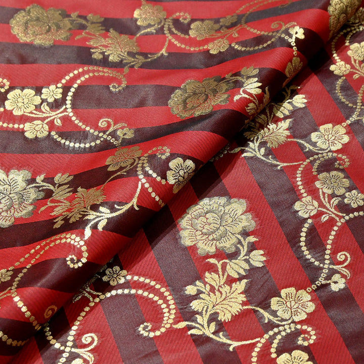 Premium Satin Stripes Zari Jacquard Brocade Fabric | Designer Brocade Fabric | JAC275-9