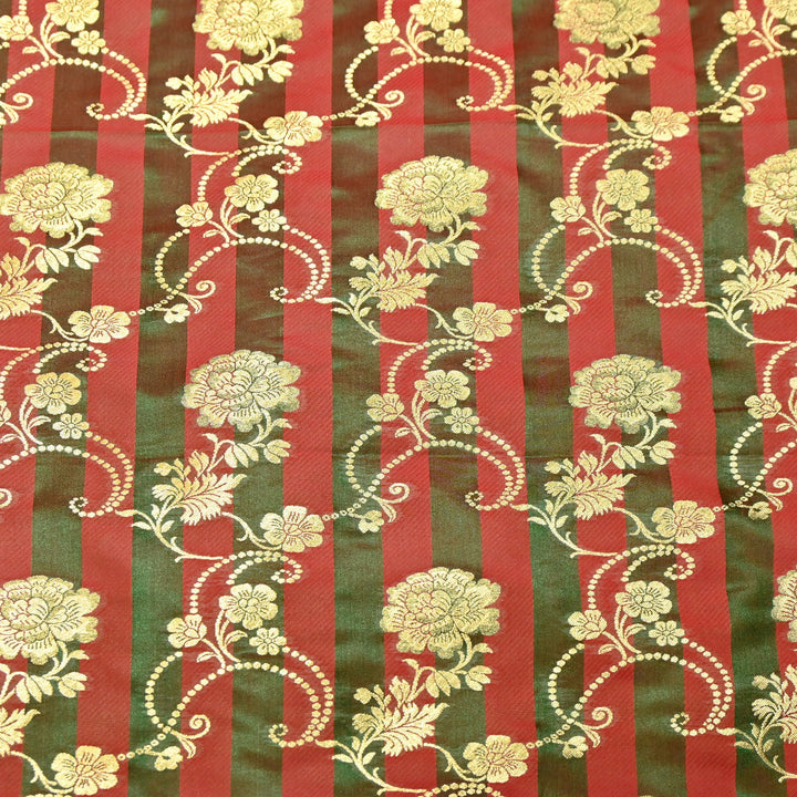 Premium Satin Stripes Zari Jacquard Brocade Fabric | Designer Brocade Fabric | JAC275-5