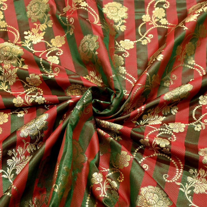 Premium Satin Stripes Zari Jacquard Brocade Fabric | Designer Brocade Fabric | JAC275-5
