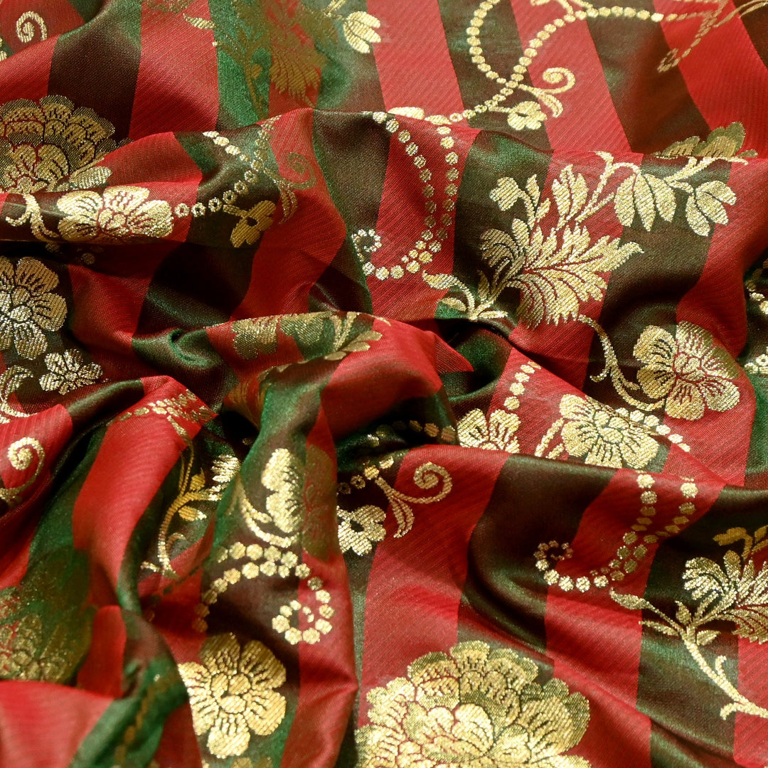 Premium Satin Stripes Zari Jacquard Brocade Fabric | Designer Brocade Fabric | JAC275-5