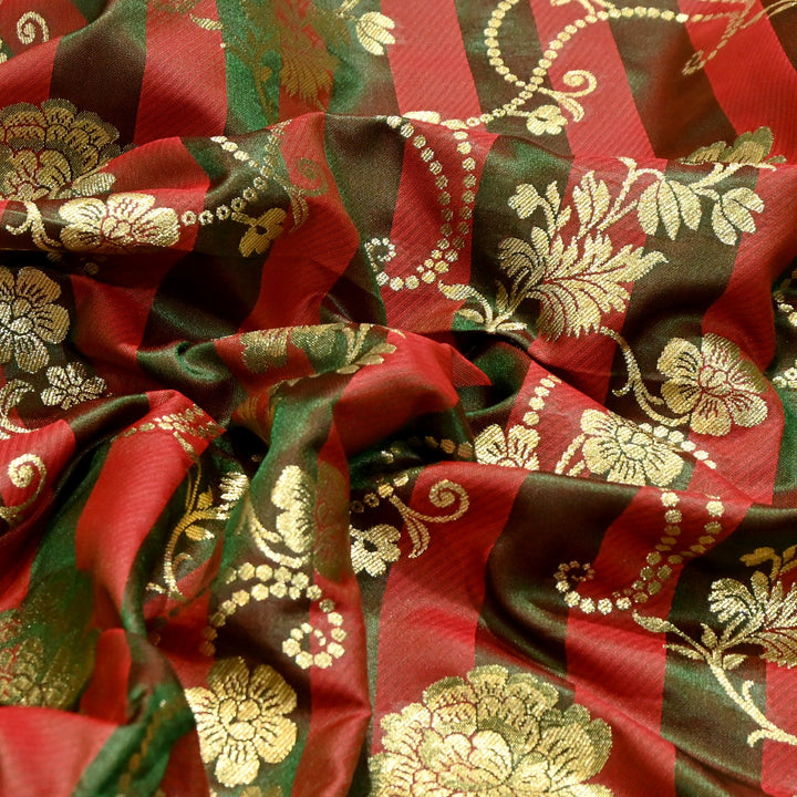 Premium Satin Stripes Zari Jacquard Brocade Fabric | Designer Brocade Fabric | JAC275-5