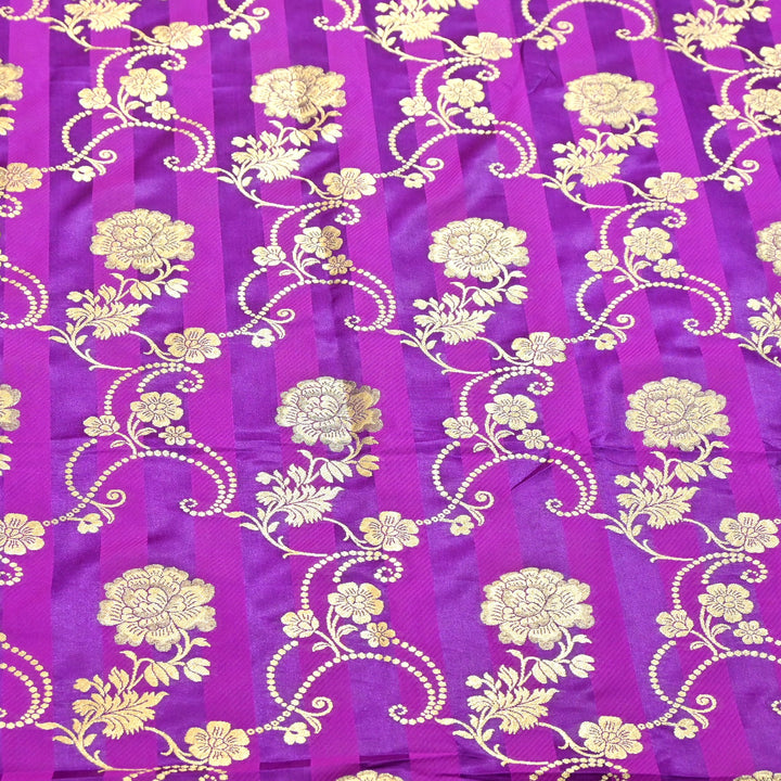 Premium Satin Stripes Zari Jacquard Brocade Fabric | Designer Brocade Fabric | JAC275-3