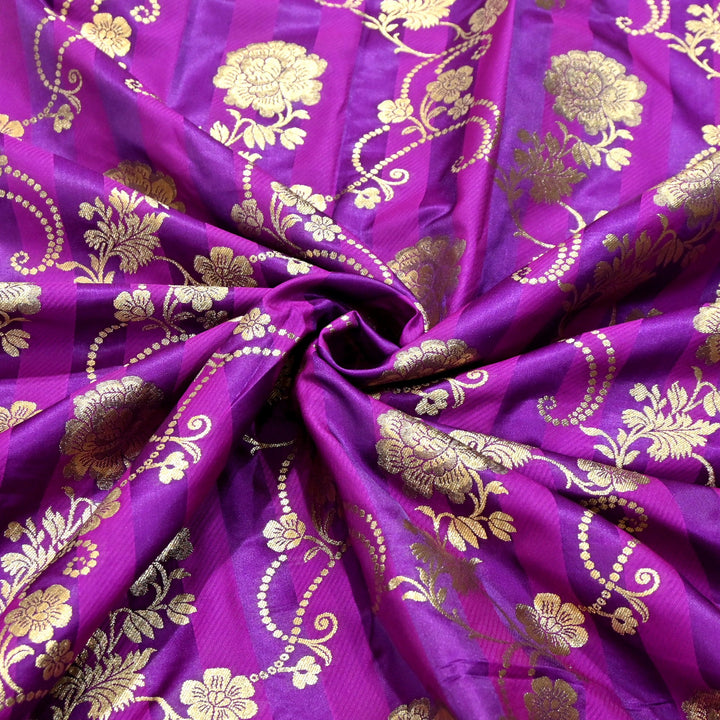 Premium Satin Stripes Zari Jacquard Brocade Fabric | Designer Brocade Fabric | JAC275-3