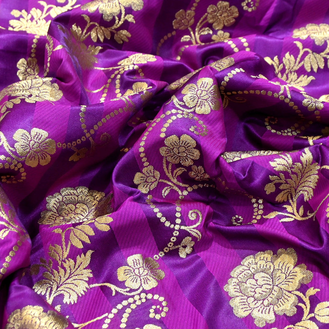 Premium Satin Stripes Zari Jacquard Brocade Fabric | Designer Brocade Fabric | JAC275-3