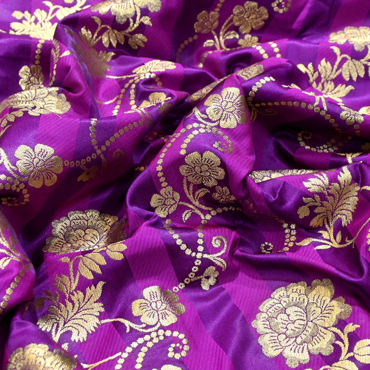 Premium Satin Stripes Zari Jacquard Brocade Fabric | Designer Brocade Fabric | JAC275-3