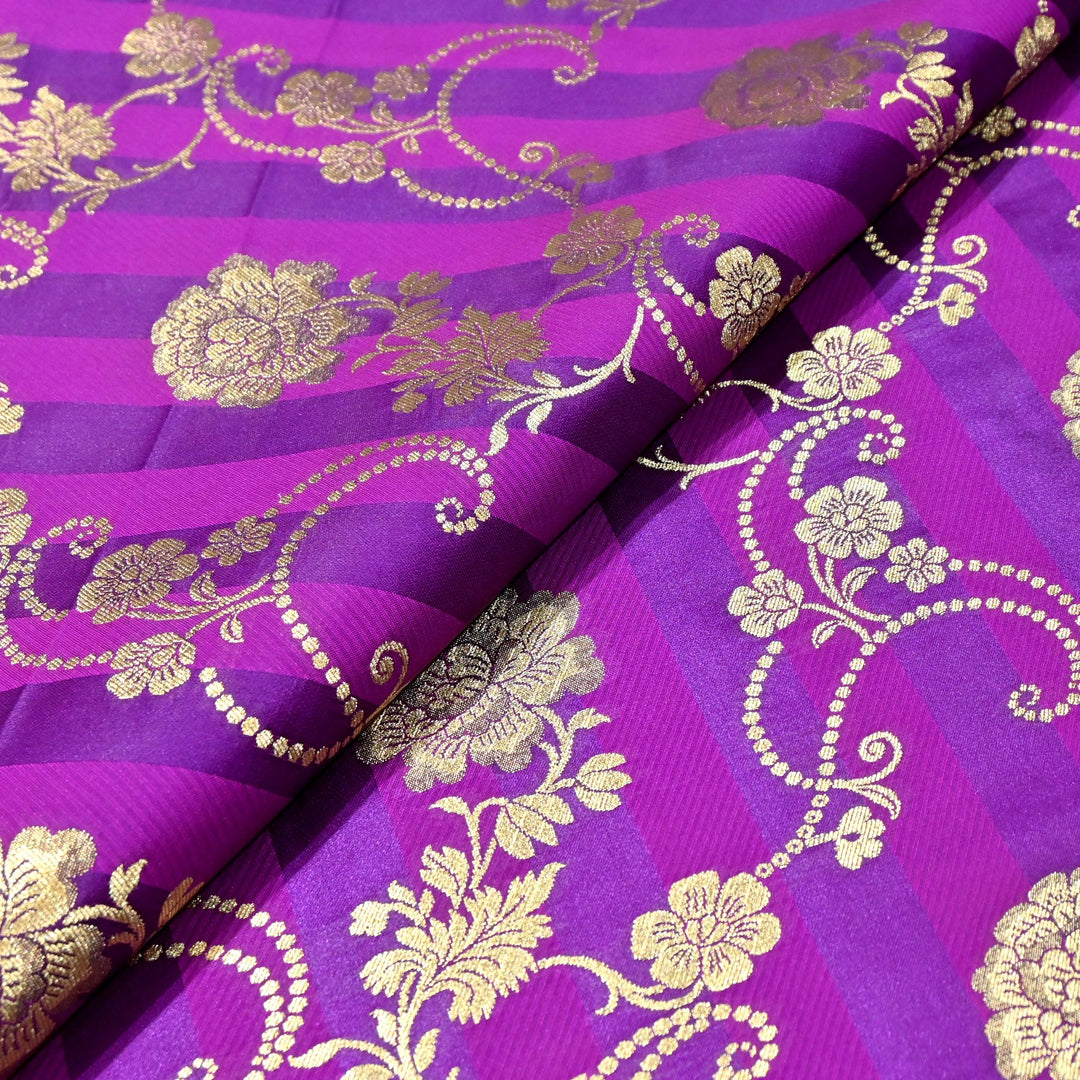 Premium Satin Stripes Zari Jacquard Brocade Fabric | Designer Brocade Fabric | JAC275-3