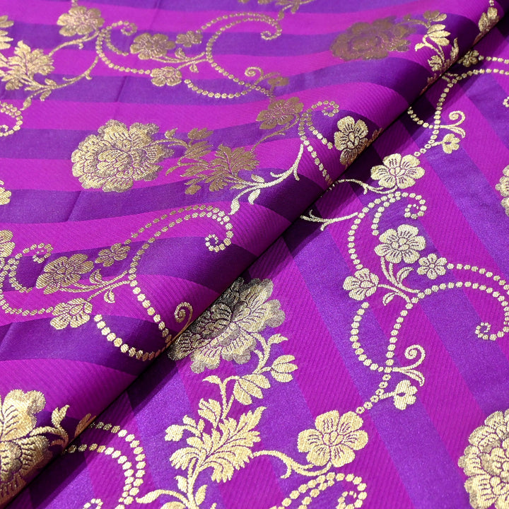 Premium Satin Stripes Zari Jacquard Brocade Fabric | Designer Brocade Fabric | JAC275-3
