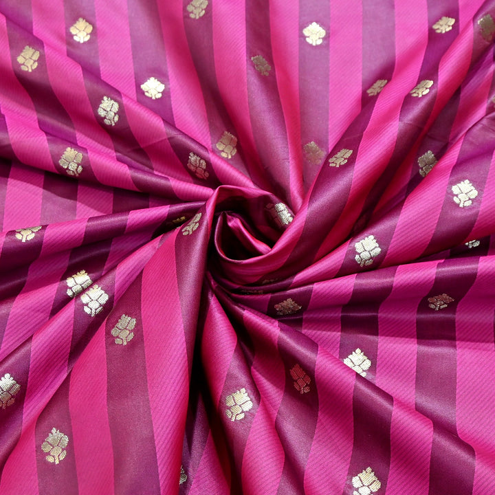 Premium Satin Stripes Zari Jacquard Brocade Fabric | Designer Brocade Fabric | JAC275-12