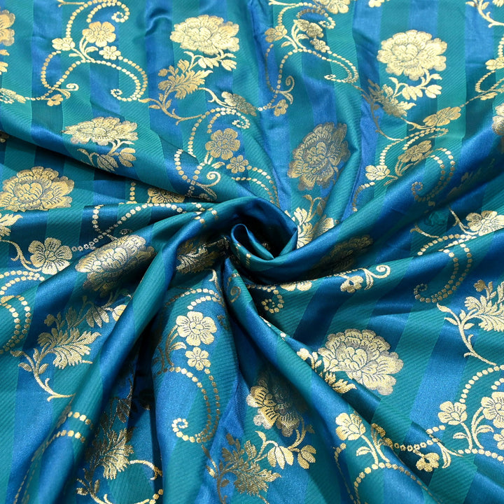 Premium Satin Stripes Zari Jacquard Brocade Fabric | Designer Brocade Fabric | JAC275-15