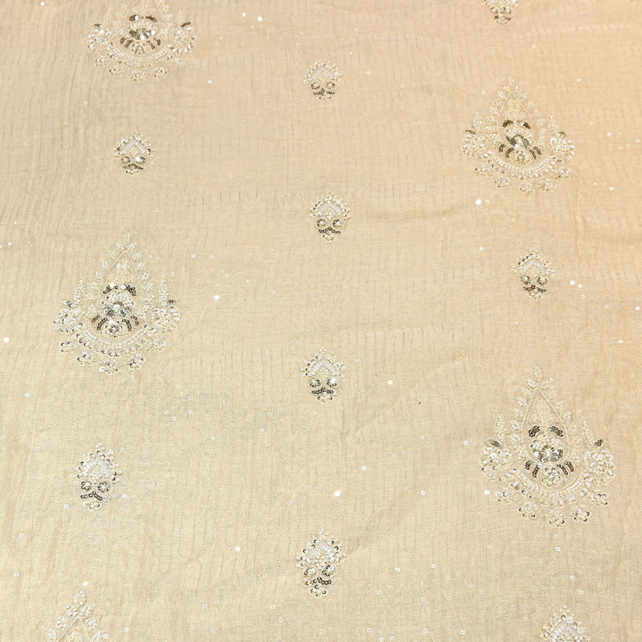 Beige Color Mul Chanderi Fabric with Pearl & Sequins Embroidery- J75319-2