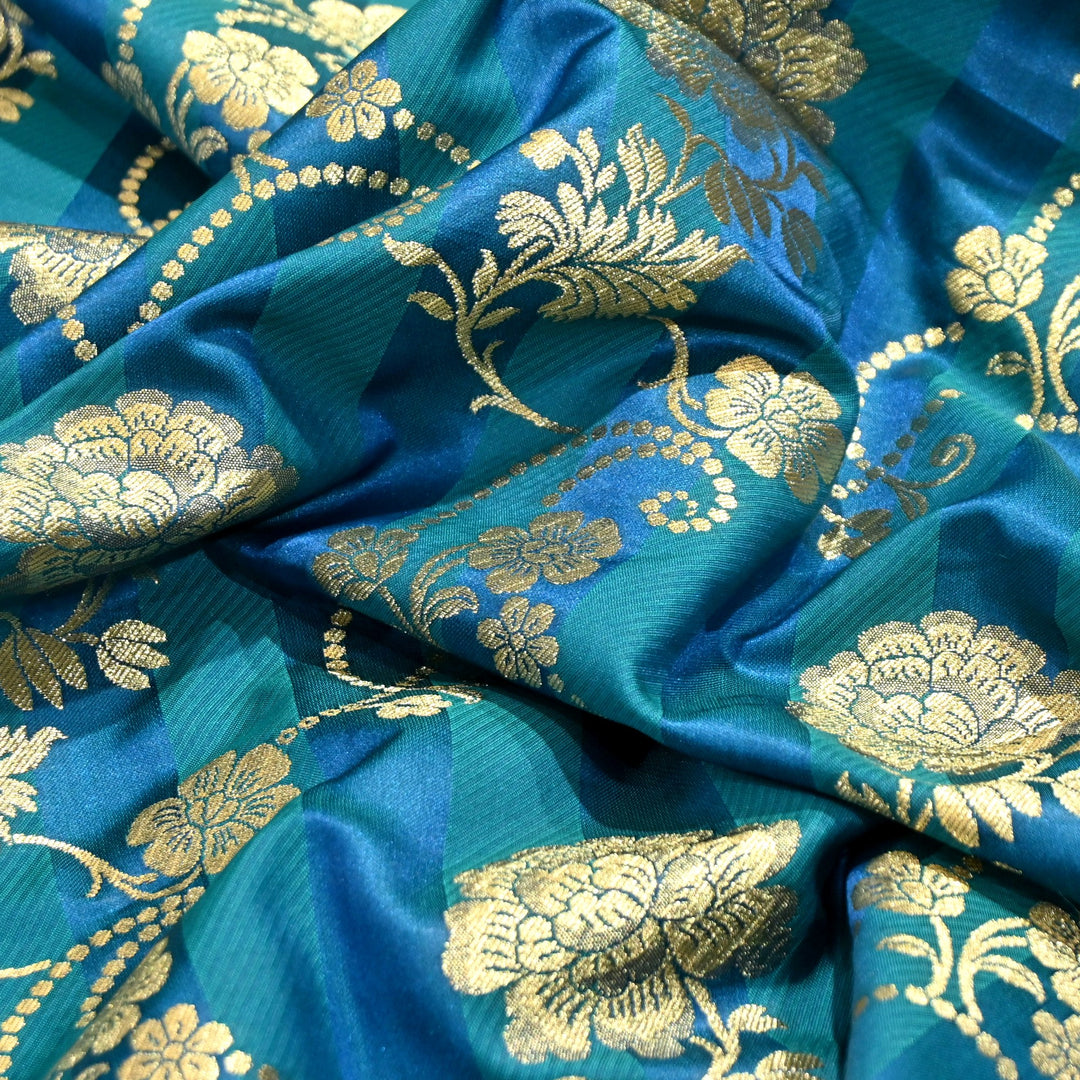 Premium Satin Stripes Zari Jacquard Brocade Fabric | Designer Brocade Fabric | JAC275-15