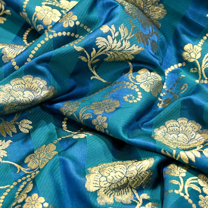 Premium Satin Stripes Zari Jacquard Brocade Fabric | Designer Brocade Fabric | JAC275-15