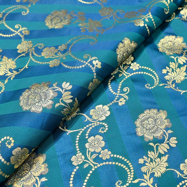 Premium Satin Stripes Zari Jacquard Brocade Fabric | Designer Brocade Fabric | JAC275-15