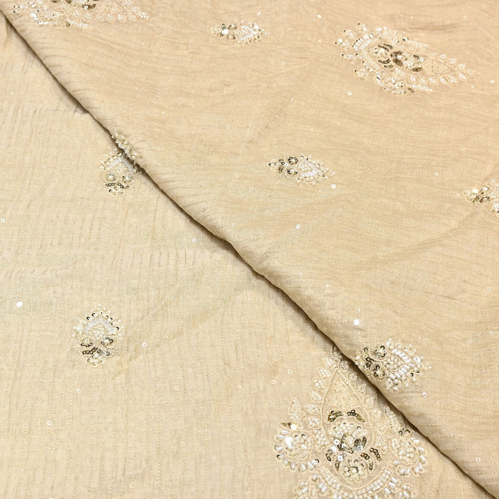 Beige Color Mul Chanderi Fabric with Pearl & Sequins Embroidery- J75319-2