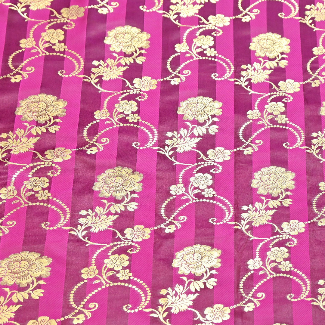 Premium Satin Stripes Zari Jacquard Brocade Fabric | Designer Brocade Fabric | JAC275-11