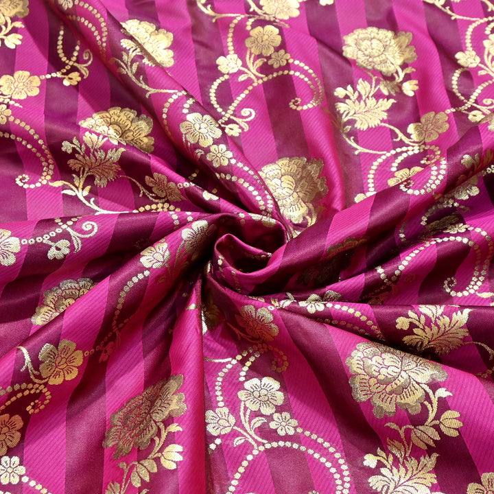 Premium Satin Stripes Zari Jacquard Brocade Fabric | Designer Brocade Fabric | JAC275-11