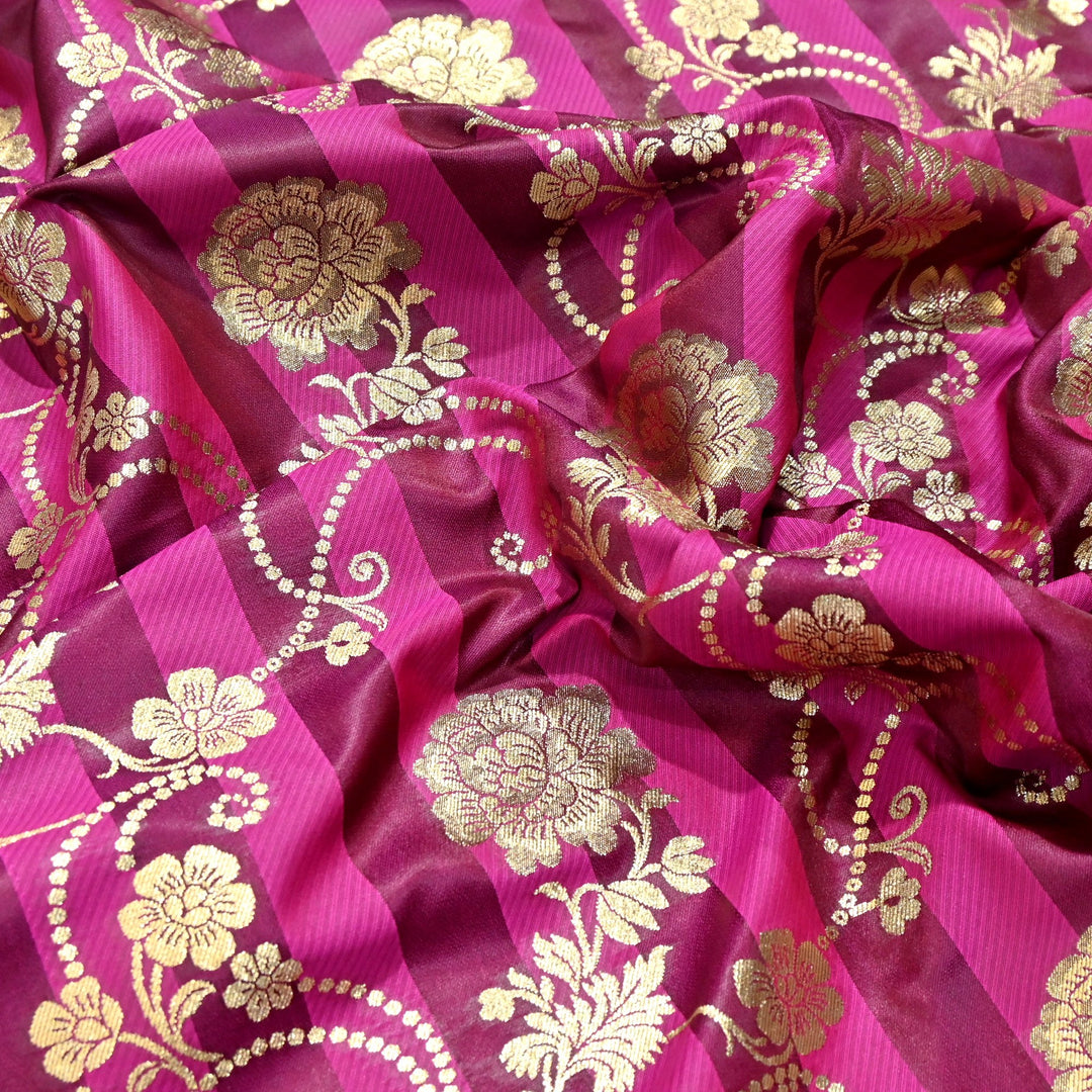 Premium Satin Stripes Zari Jacquard Brocade Fabric | Designer Brocade Fabric | JAC275-11