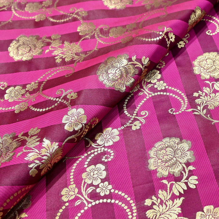 Premium Satin Stripes Zari Jacquard Brocade Fabric | Designer Brocade Fabric | JAC275-11