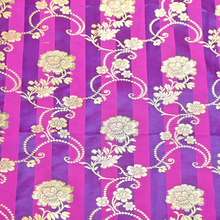 Premium Satin Stripes Zari Jacquard Brocade Fabric | Designer Brocade Fabric | JAC275-7