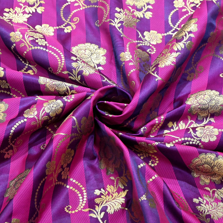 Premium Satin Stripes Zari Jacquard Brocade Fabric | Designer Brocade Fabric | JAC275-7