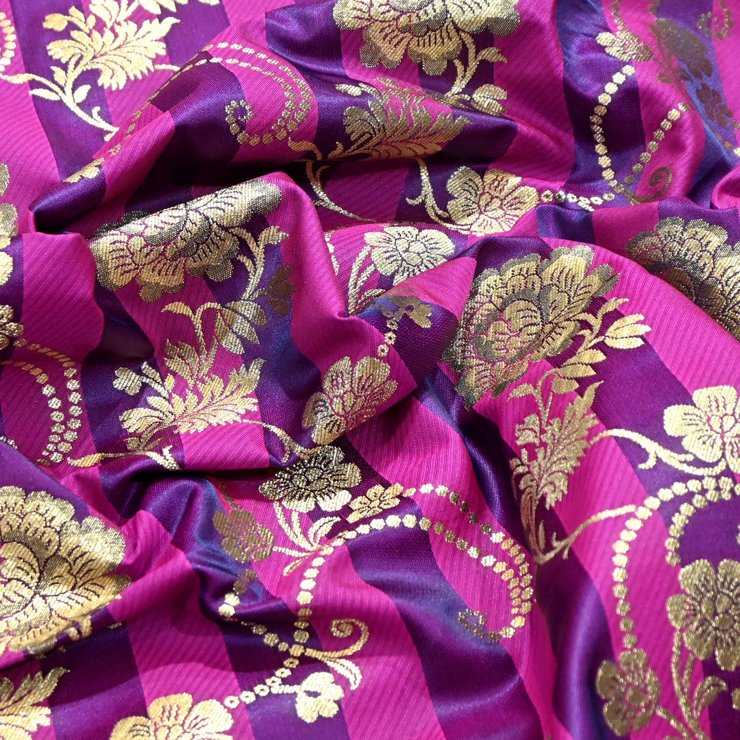 Premium Satin Stripes Zari Jacquard Brocade Fabric | Designer Brocade Fabric | JAC275-7