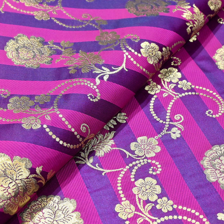 Premium Satin Stripes Zari Jacquard Brocade Fabric | Designer Brocade Fabric | JAC275-7