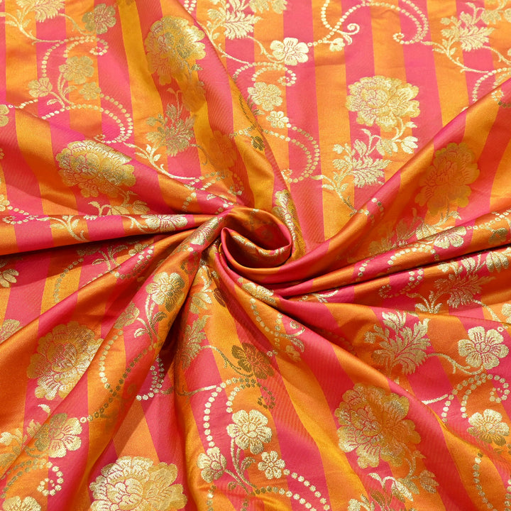 Premium Satin Stripes Zari Jacquard Brocade Fabric | Designer Brocade Fabric | JAC275-13