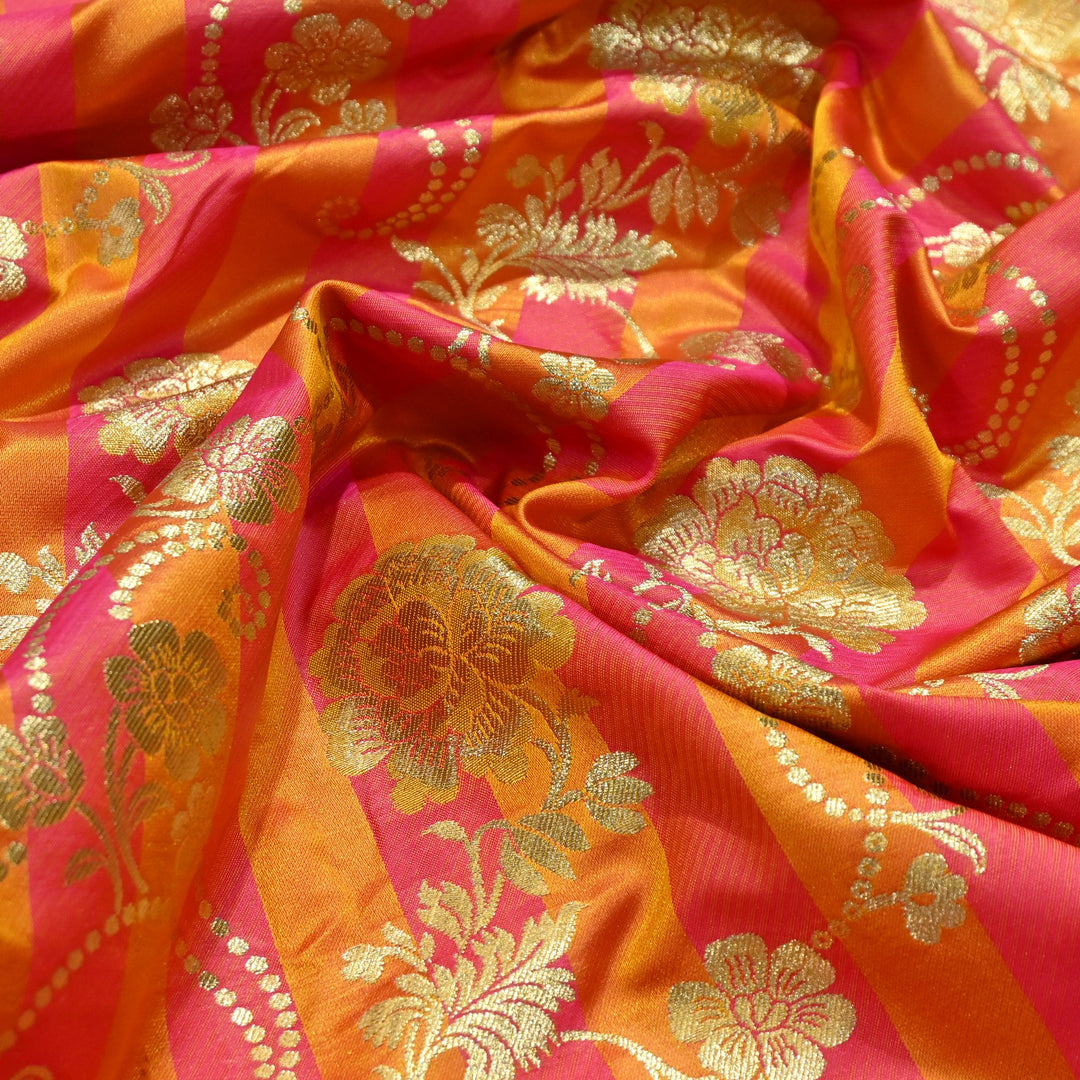 Premium Satin Stripes Zari Jacquard Brocade Fabric | Designer Brocade Fabric | JAC275-13