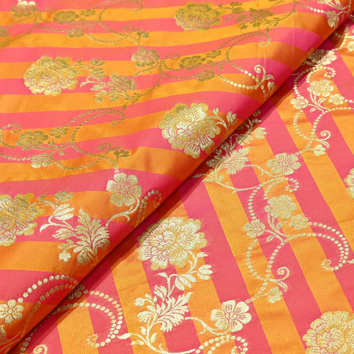 Premium Satin Stripes Zari Jacquard Brocade Fabric | Designer Brocade Fabric | JAC275-13