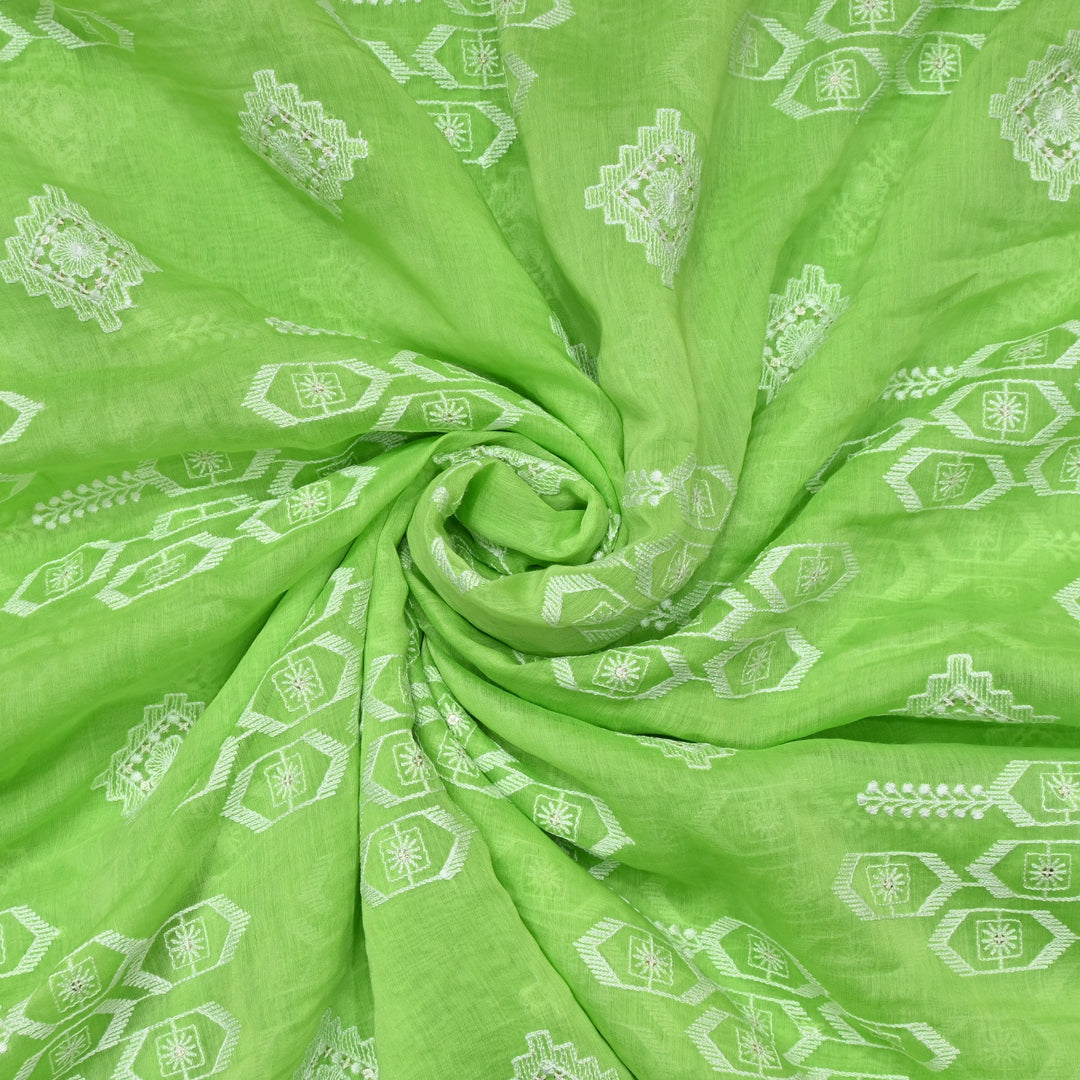 Dyed Mul Chanderi Sequins Embroidery Fabrics