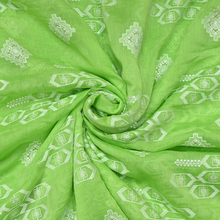Dyed Mul Chanderi Sequins Embroidery Fabrics
