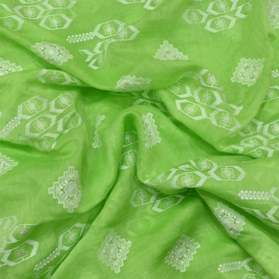 Dyed Mul Chanderi Sequins Embroidery Fabrics