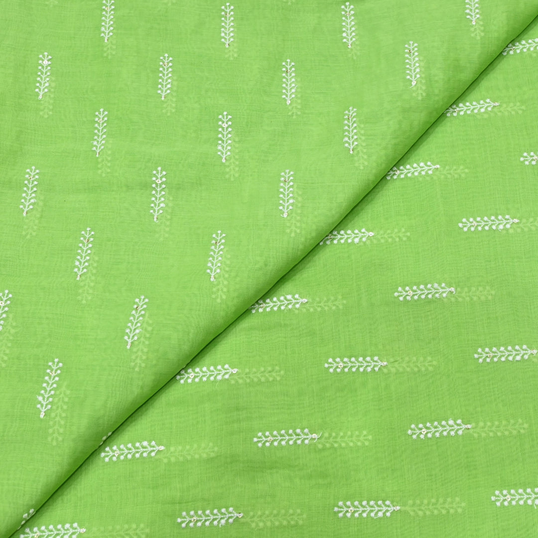 Dyed Mul Chanderi Sequins Embroidery Fabrics