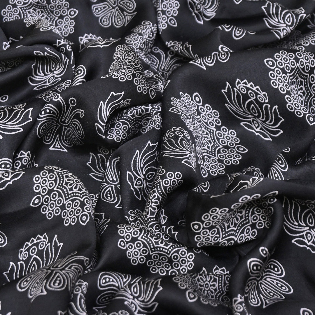 Elegant Modal Satin Discharge Print Fabric 6 – Soft Luxury Designer Fabric - DIS285-27
