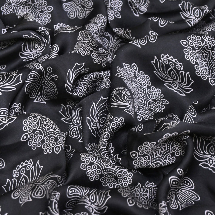 Elegant Modal Satin Discharge Print Fabric 6 – Soft Luxury Designer Fabric - DIS285-27