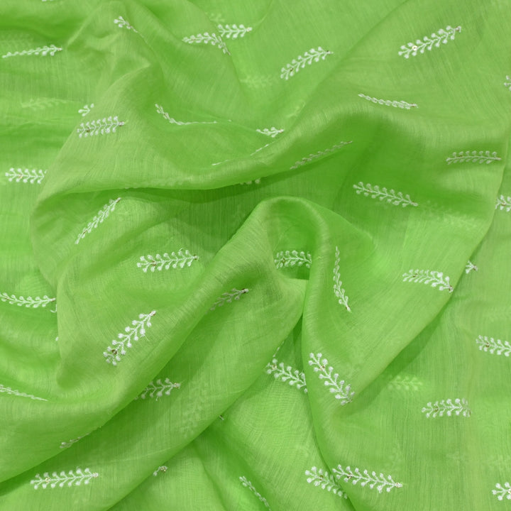 Dyed Mul Chanderi Sequins Embroidery Fabrics