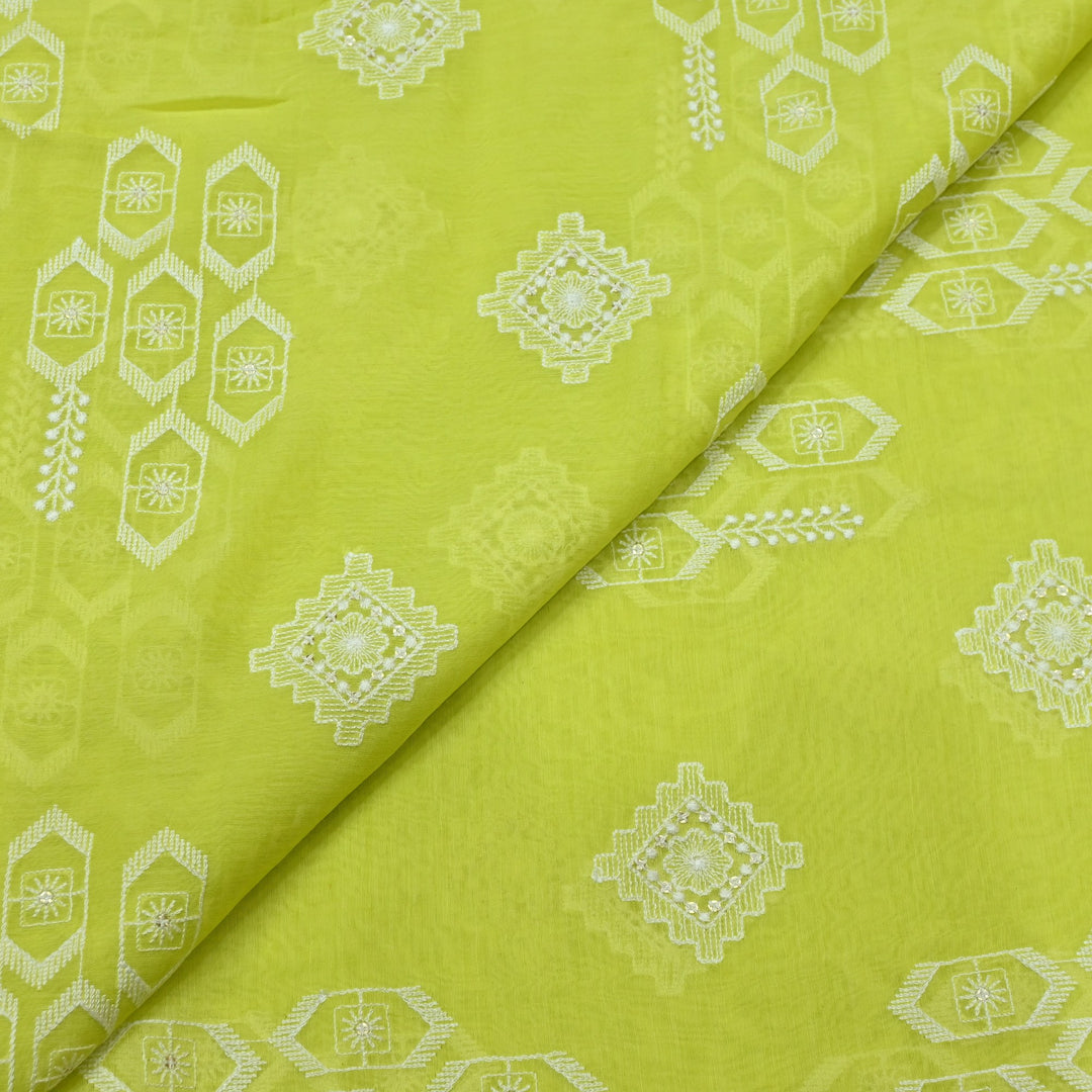 Dyed Mul Chanderi Sequins Embroidery Fabrics