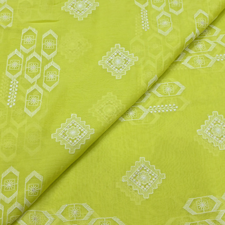 Dyed Mul Chanderi Sequins Embroidery Fabrics