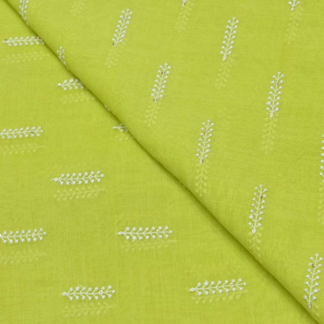 Dyed Mul Chanderi Sequins Embroidery Fabrics