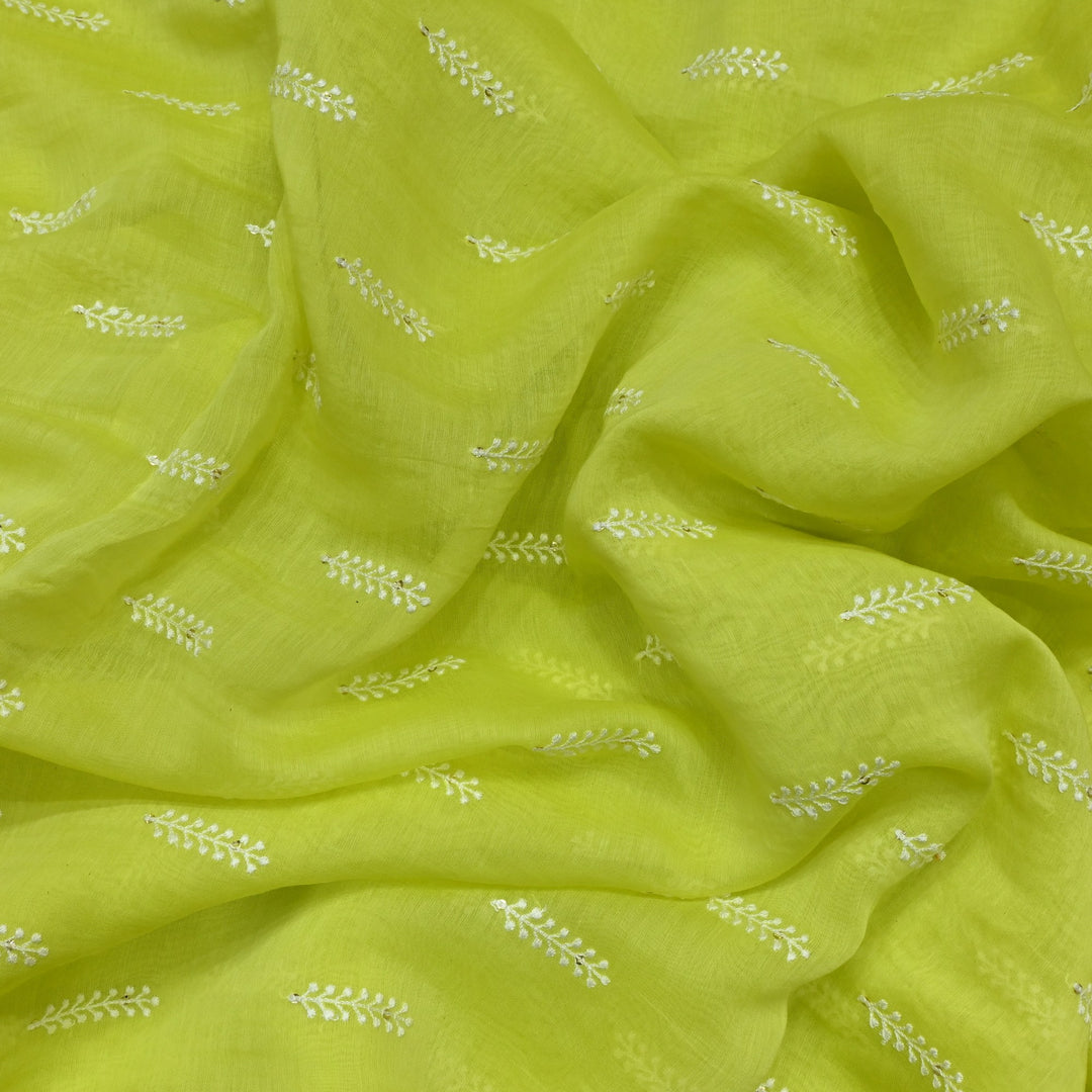 Dyed Mul Chanderi Sequins Embroidery Fabrics