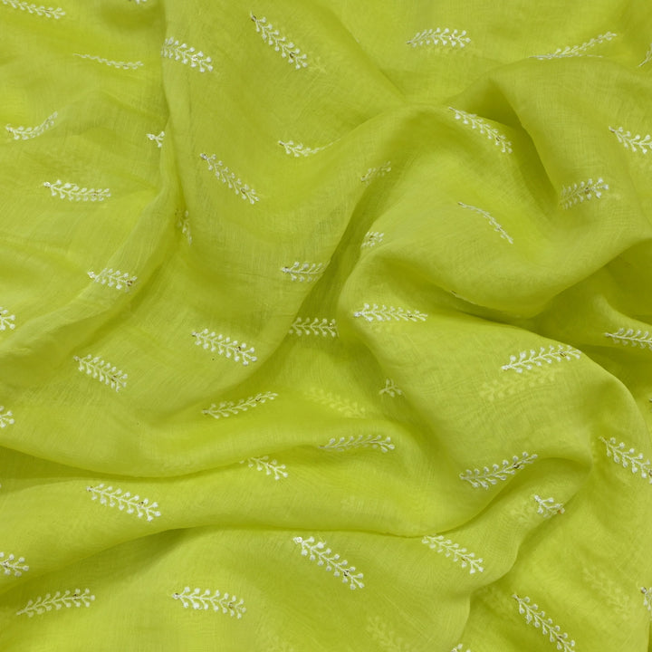 Dyed Mul Chanderi Sequins Embroidery Fabrics