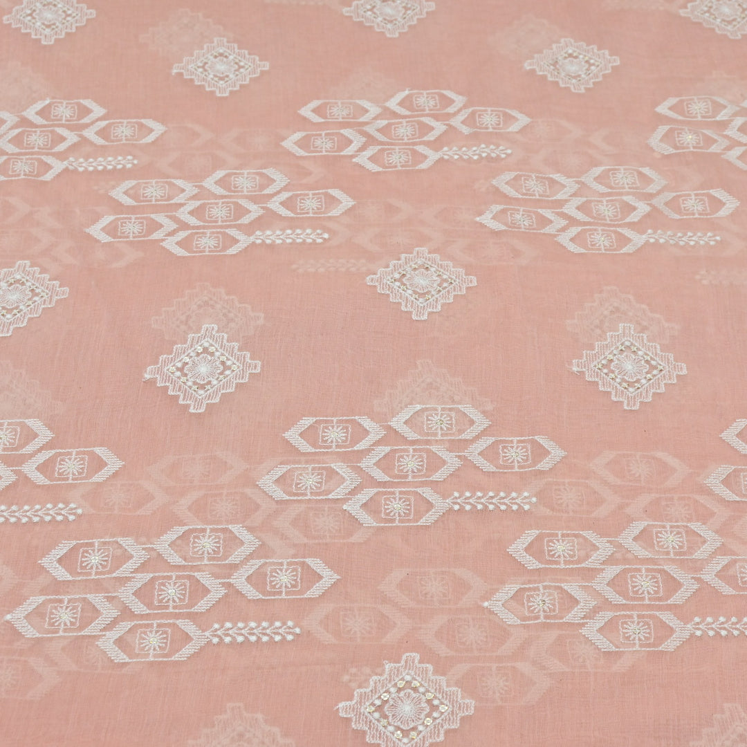 Dyed Mul Chanderi Sequins Embroidery Fabrics