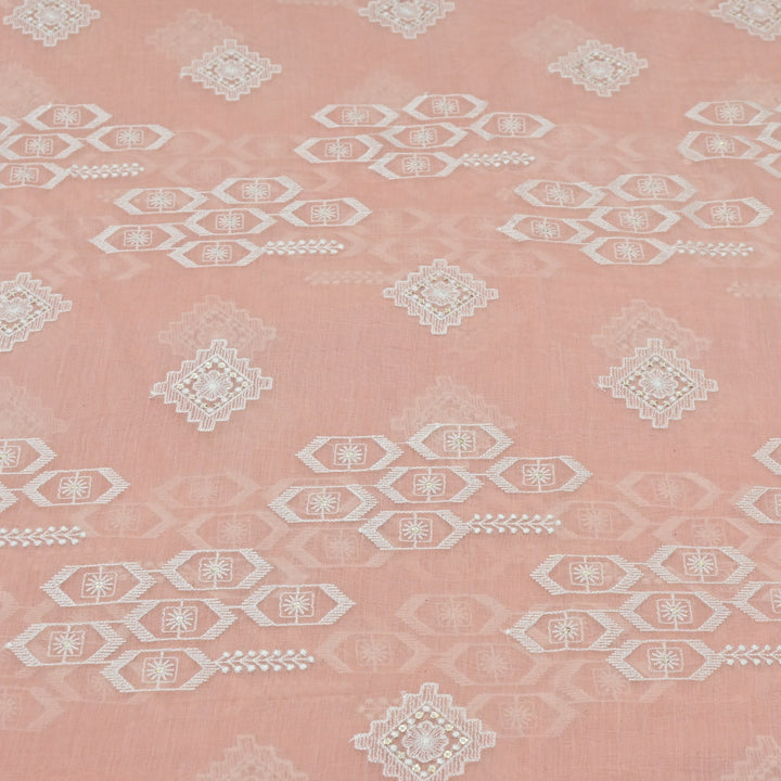 Dyed Mul Chanderi Sequins Embroidery Fabrics