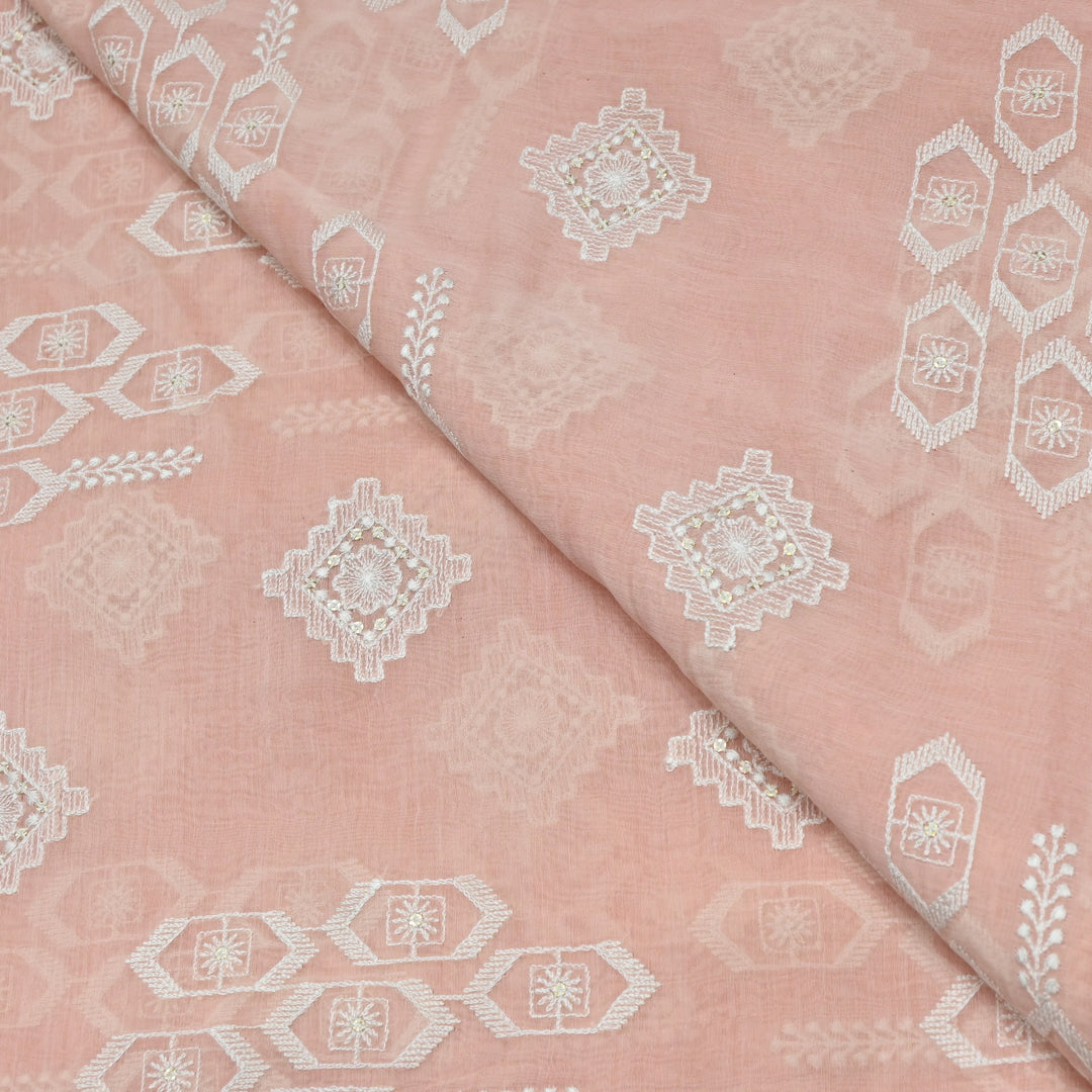 Dyed Mul Chanderi Sequins Embroidery Fabrics