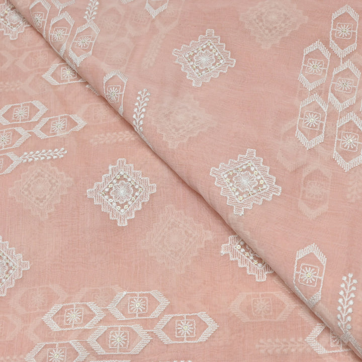 Dyed Mul Chanderi Sequins Embroidery Fabrics