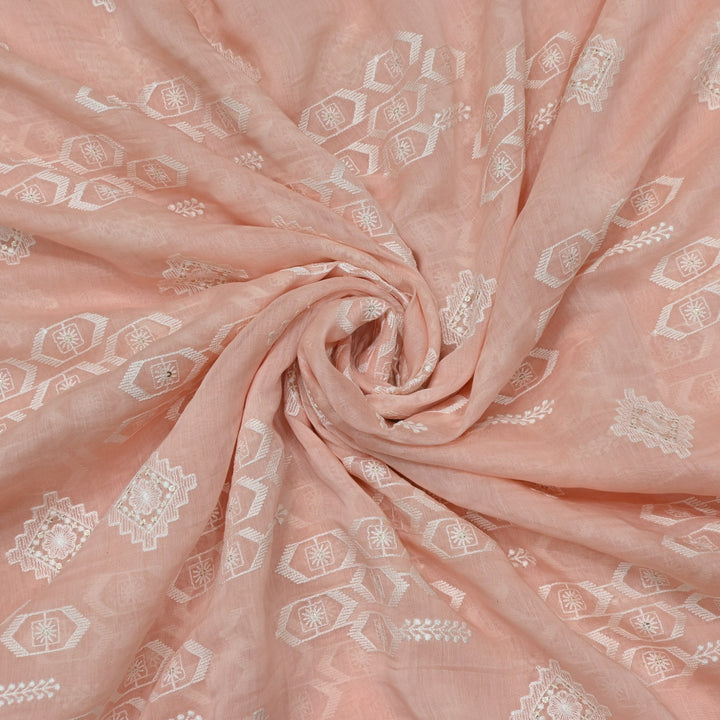 Dyed Mul Chanderi Sequins Embroidery Fabrics
