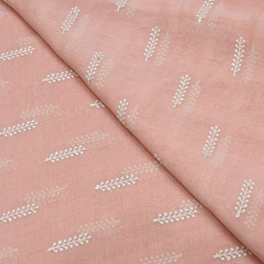 Dyed Mul Chanderi Sequins Embroidery Fabrics
